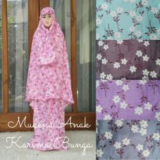 Ezpata Mukena / Rukuh Anak Katun Motif Karima Bunga - Plum