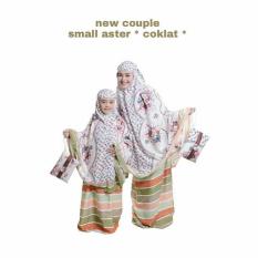 MUKENA RUKUH KEMBAR COUPLE IBU ANAK SD 7-10TAHUN KATUN BUNGA COKLAT