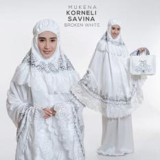 MUKENA TELEKUNG DEWASA VELVET BORDIR KORNELI PUTIH TULANG