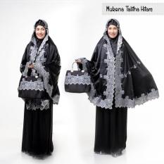 MUKENA TELEKUNG RUKUH DEWASA HANTARAN SATIN SILK VELVET BORDIR HITAM