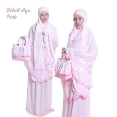 MUKENA TELEKUNG RUKUH DEWASA KATUN ROSELA BORDIR TAS PINK