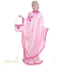 MUKENA TELEKUNG RUKUH DEWASA PONCO TRAVELING SUTRA SATIN PINK