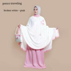 MUKENA TELEKUNG RUKUH DEWASA PONCO TRAVELING SUTRA SATIN PUTIH PINK