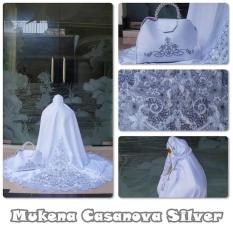 MUKENA TELEKUNG RUKUH DEWASA SEMI SUTRA VELVET PUTIH BORDIR SILVER