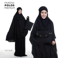 MUKENA TELEKUNG RUKUH DEWASA UMRAH KATUN RAYON POLOS PREMIUM HITAM