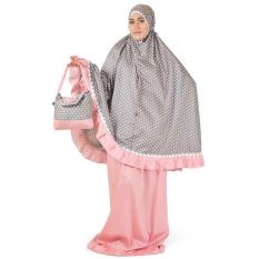 Mukenah katun jepang polkadot grey salem HJH 002
