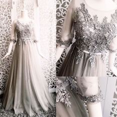 Mulia Baru Pendek Lengan Foto Kelulusan Pengiring Pengantin Gaun (Abu-abu) (Abu-abu) baju wanita dress wanita Gaun wanita