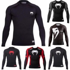 Multi Legend New Hot SALE Wear Long Sleeved Training Tights T-shirt MMA UFC Venom Tights T-shirt Venum Wand Inferno Training Tights T-shirt -Black-Int:XS - intl