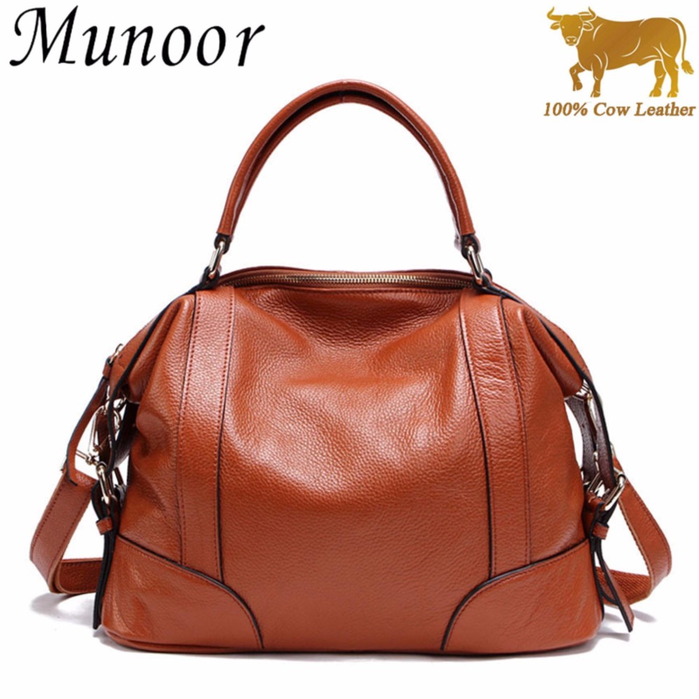 Munoor Genuine Leather Women Top-Handle Shoulder Bags beg kulit tulen tas kulit asli túi da chính hãng กระเป๋าหนังแท้ (Brown) - intl Munoor Genuine Leather Women Top-Handle Shoulder Bags beg kulit tulen tas kulit asli túi da chính hãng กระเป๋าหนังแท้ (Brown) - intl