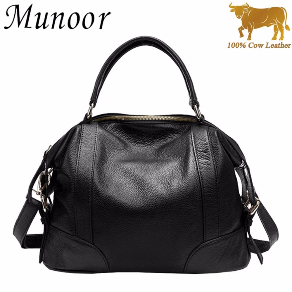 Munoor Genuine Leather Women Top-Handle Shoulder Bags beg kulit tulen tas kulit asli túi da chính hãng กระเป๋าหนังแท้ (Brown) - intl Munoor Genuine Leather Women Top-Handle Shoulder Bags beg kulit tulen tas kulit asli túi da chính hãng กระเป๋าหนังแท้ (Brown) - intl