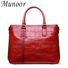 Munoor High Quality 100% Genuine Leather Women Tote Bags beg kulit tulen tas kulit asli túi da chính hãng กระเป๋าหนังแท้ - intl