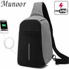 Munoor Kualitas Tinggi Korea PREMIUM Tas Bahu Oxford Kain Anti-Theft Bahu Perjalanan Pemegang (Abu-abu)-Intl