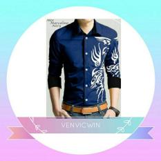 Murah Meriah Marcelino Navy AK Kemeja Pria Katun Navy