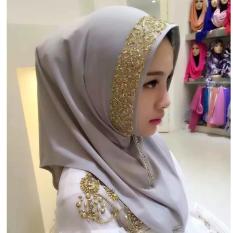 Muse Snapback Wanita Cotton Golden Sequins Diamonds Mulia untuk Wanita Muslim Jilbab (Grey)-Intl