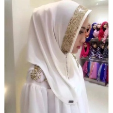 Muse Snapback Womens Cotton Golden Sequins Diamonds Noble MuslimWear Jilbab (Putih)-Intl