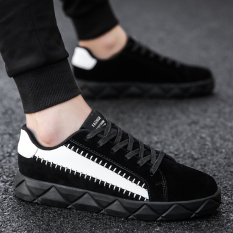 Sepatu Kanvas Pria Gaya Korea Jaman Sekarang (Hitam) (Hitam)