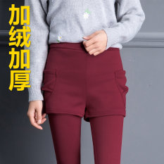 Musim Gugur atau Musim Dingin Kasual Tambah Beludru Ukuran Plus Yard Ikat Tinggi Legging (Yang Tidak Kenal Dua Potongan arak Anggur Tambah Beludru Celana) baju Wanita Celana Wanita