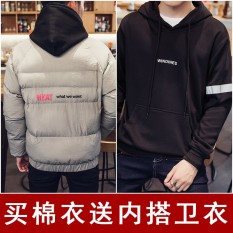 Musim Gugur atau Musim Dingin Korea Modis Gaya Ditambah Kapas Lebih Tebal Baseball Jas Jaket Jaket Jaket (Abu-abu abu + W93 Hitam)