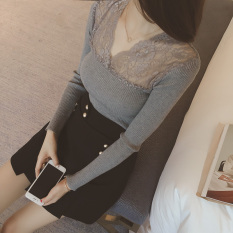 Musim Gugur Dan Musim Dingin Korea Fashion Style Warna Solid Legging Tank Top Yang Bisa Dipadukan Kemeja Rajut (Abu-abu 301 Model) baju wanita baju atasan kemeja wanita blouse wanita