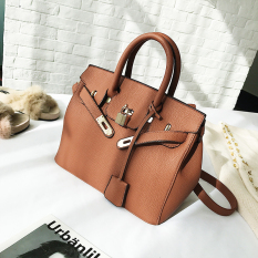 Musim Gugur Dan Musim Dingin Modis Motif Kulit Imitasi Tas Model Hermes Baru Tas Wanita (Brown Model Besar)
