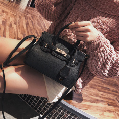 Musim Gugur Dan Musim Dingin Modis Motif Kulit Imitasi Tas Model Hermes Baru Tas Wanita (Hitam Model Kecil)