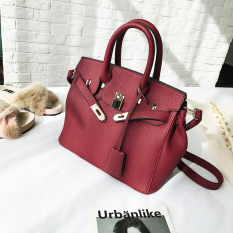 Musim Gugur Dan Musim Dingin Modis Motif Kulit Imitasi Tas Model Hermes Baru Tas Wanita (Merah Model Besar)