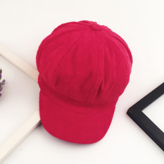 Topi Baret Gaya Sastra Topi Kain Korduroi (Merah (Baik Lampu Murni Segi Delapan))
