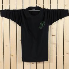 Musim Gugur Pria Ukuran Besar Lengan Panjang Kaus (Hitam (Elang Standar))