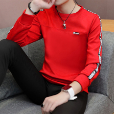 Musim Panas Pria Lengan Panjang Kaos (T33 Merah)