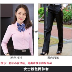 Musim Semi Baru Pria atau Wanita Model Sama Kemeja Putih (Wanita Merah Muda Kemeja + Celana Hitam)