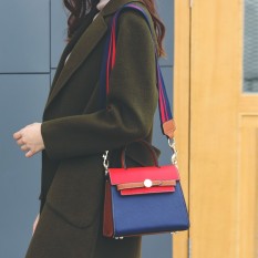 初薇 Musim Semi Dan Musim Panas Baru Memukul Warna Yang Lebar Tas Model Hermes Kulit Tas Wanita (Merah Dengan Biru)