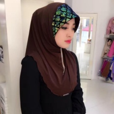 Muslim Jilbab Colorful Sequins Set Splice Kepala Model (Kopi)-Intl