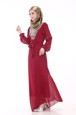 Muslim Jubah Arab Hui Kebangsaan Wanita Chiffon Wanita Ukuran Besar Gaun Lengan Panjang-Intl