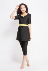 Muslim Swimsuit Fashion Arab Swimwear Wanita Memakai Islam Mandi Suit-hitam-Intl
