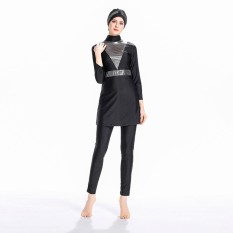 Muslim Swimwear Swimsuit Islami untuk Wanita Jilbab Full Cakupan Muslim Swimwear Beachwear Swim Suit-Intl