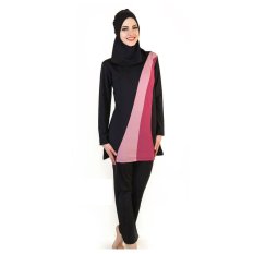 Muslim Swimwear Swimsuit untuk Islam Wanita Black Mustard Mandi Cocok untuk Berenang Hijab Swimwear # 170316W02BK-Intl