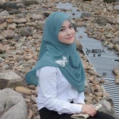 Muslim Sorban Bergaya Melayu Mudah Butterfly Warna Murni, Baru Pearl Chiffon Huizu Cover Kepala, Danau Biru-Intl