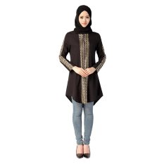 Kemeja Panjang Wanita Arab Muslim Perempuan Memakai Baju Khusus untuk Ramadhan (coklat)-International