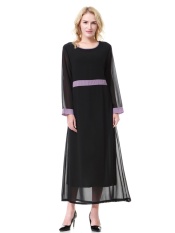 Muslim Women Robes Chiffon Dress Malaysian Baju Kurung Dubai Saudi Arab Women's Robes Clothes - Black - intl
