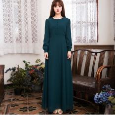Muslin Vintage Long Sleeve Dress (hijau)