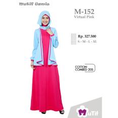Mutif M-152 Dress Wanita Baju Muslim Modern Gamis Katun Combed Kaos Virtual Pink