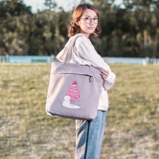 Muzi Tas/Kayu Anak Tas Brocade Asli Kanvas Pembungkus Wanita Daftar Bahu Bahasa Korea Tangan Lift Kanvas tas Tas NYU Jian Yue-Internasional