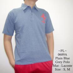 MZ Kaos Polo Pria Model Terbaru Keren FRR Logo Plain Blue Grey Polo - 689a