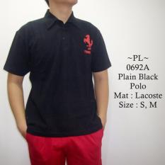 MZ Kaos Polo Pria Model Terbaru Keren FRR Logo Plain Full Black Polo - 692a