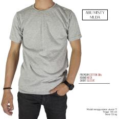 Naga Clothing - Kaos Polos Lengan Pendek ONeck Full Cotton Combed Reakti -Abu Misty Muda