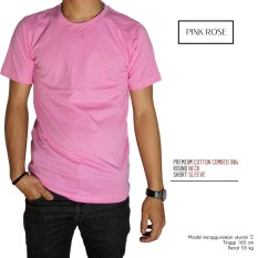 Naga Clothing - Kaos Polos Lengan Pendek ONeck Full Cotton Combed Reakti -Pink