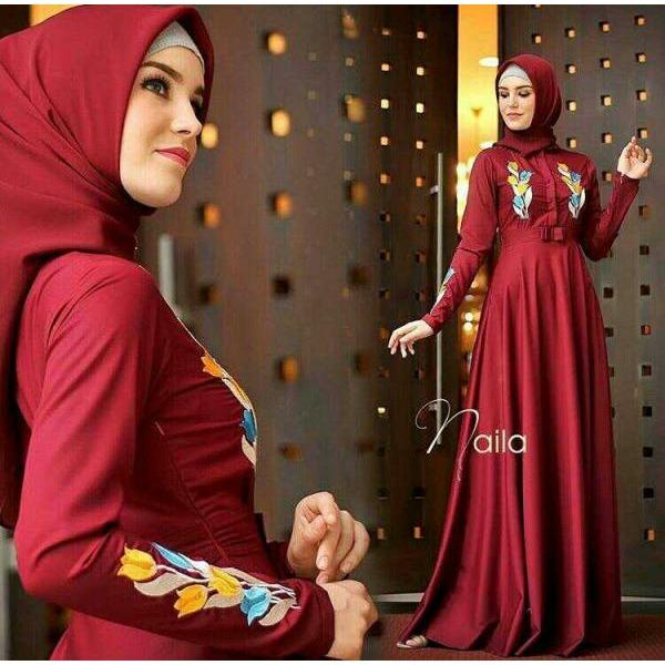 NAILA MAXI - BUSANA MUSLIM MURAH FASHION WANITA TERBARU BAJU PESTA GROSIR BALOTELLY [4 WARNA]