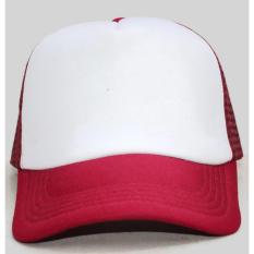 Nandhut - Topi Pria Polos jaring Baseball Cap-Merah Putih