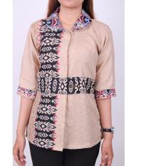 Naradha - Blouse Silky Dayak Warna Coklat Muda Silky Lengan 3/4
