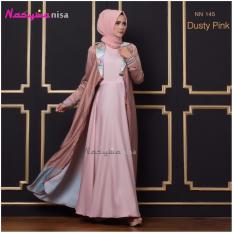 Nasywanisa NN145 Gamis Dress Panjang Ibu Menyusui Batik - Dusty Pink
